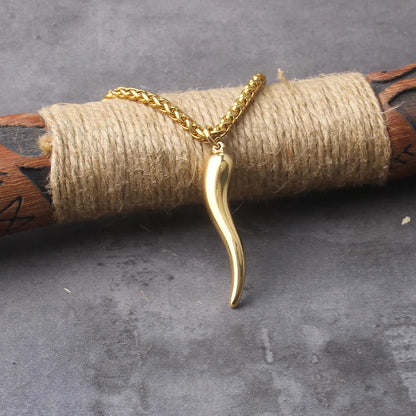 Gold Plated Italian Horn Viking Necklace