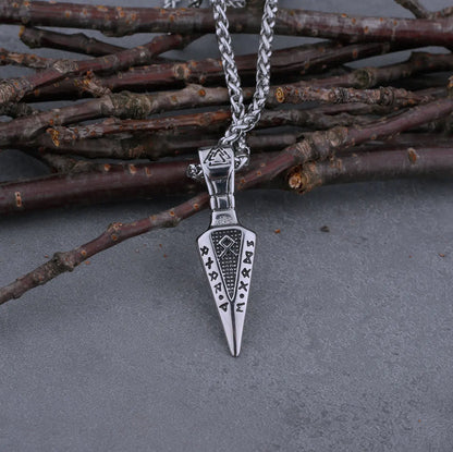 Viking Odin Rune Spear Necklace Stainless Steel Nordic