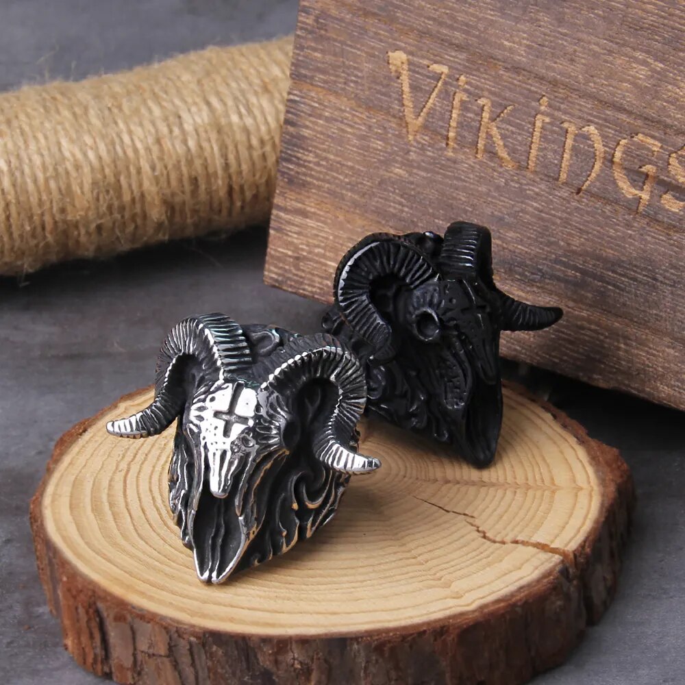 Goat Head Pagan Viking Ring