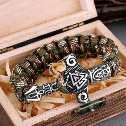 Odin Rune Thor's Hammer Viking Bracelet