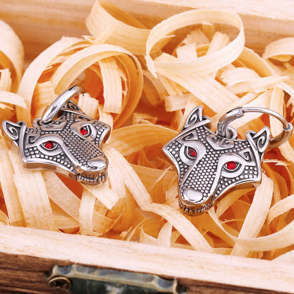 Vikings Wolf Drop Earrings Celtic Stainless Steel