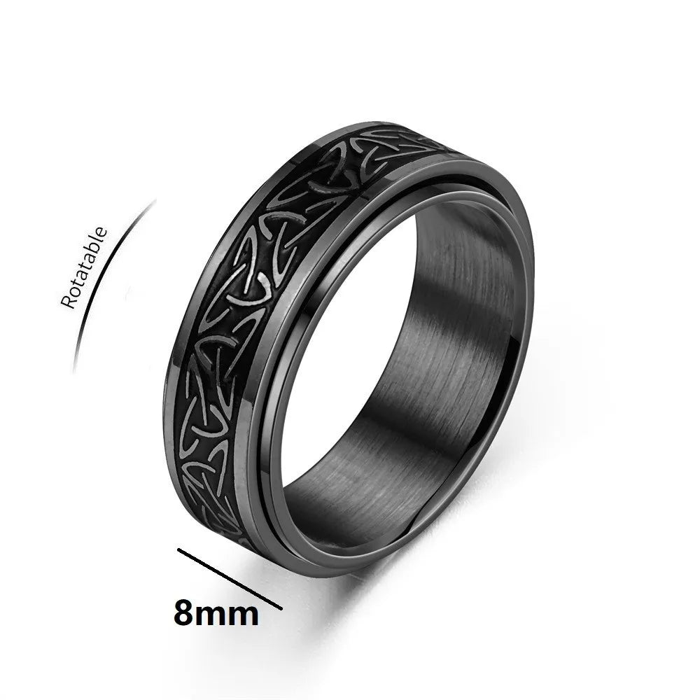 Viking Celtic Knot Rune Anxiety Ring Stainless Steel Spinner Ring