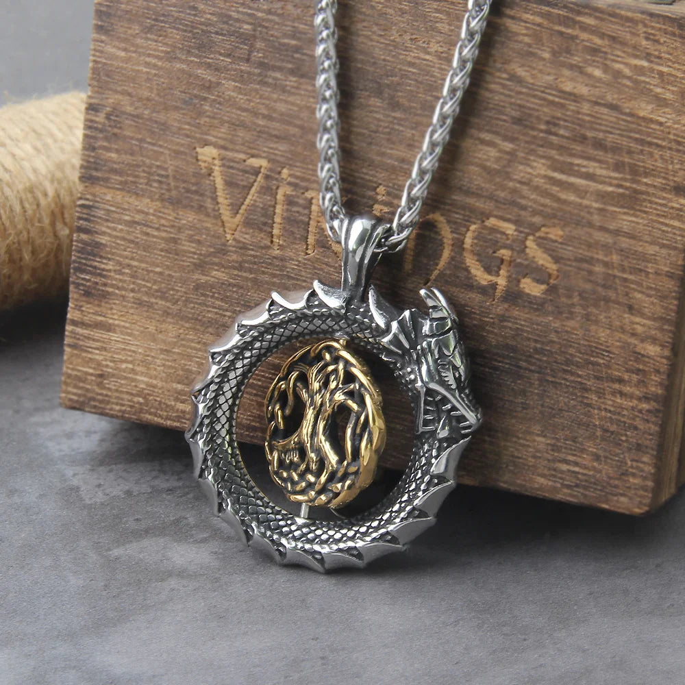 Rotating Dragon Viking Necklace