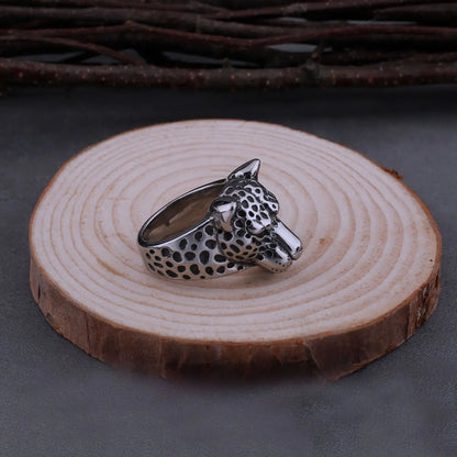 Men's Stainless Steel Retro Leopard Viking Ring