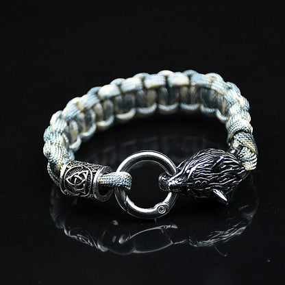 Stainless Steel Celtic Wolf Bracelets Norse Vikings Runes Paracord