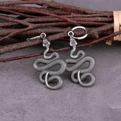 Coiled Snake Drop Viking Earrings