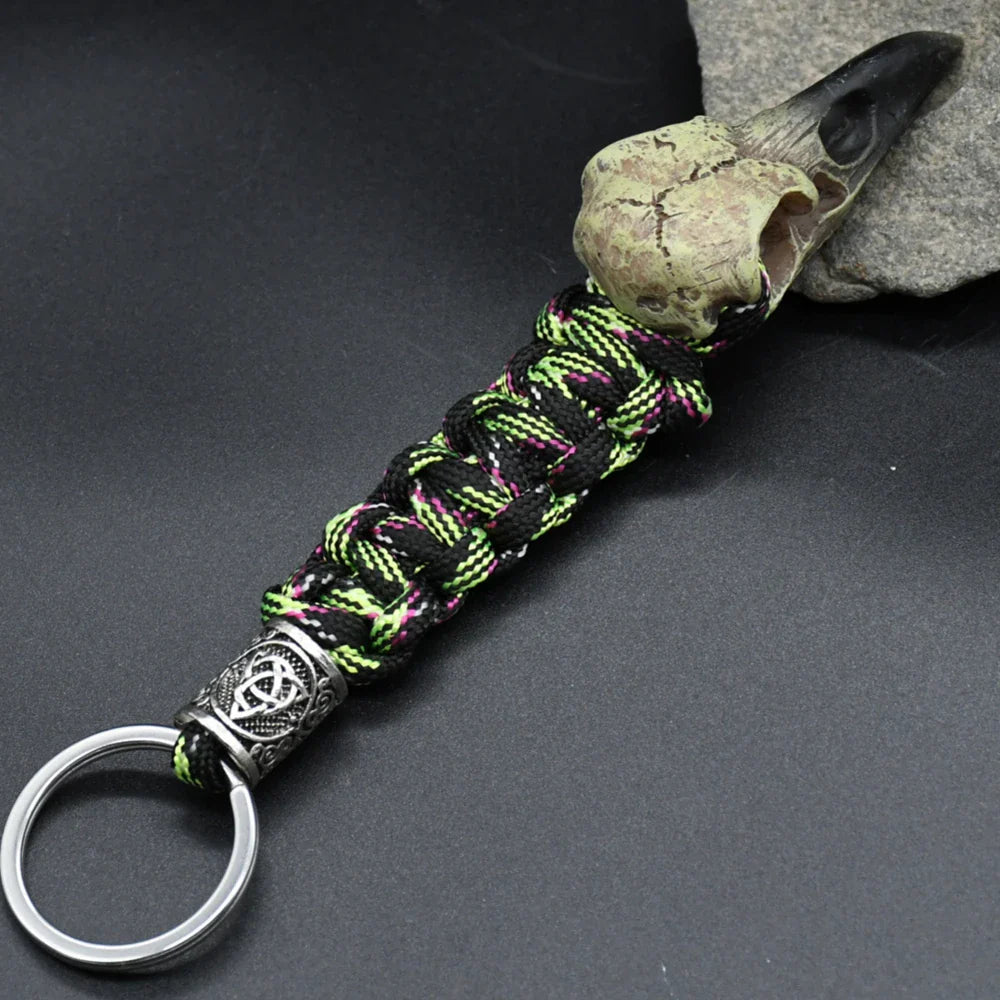 Odin Raven Skeleton Keychain Vikings Rope Norse