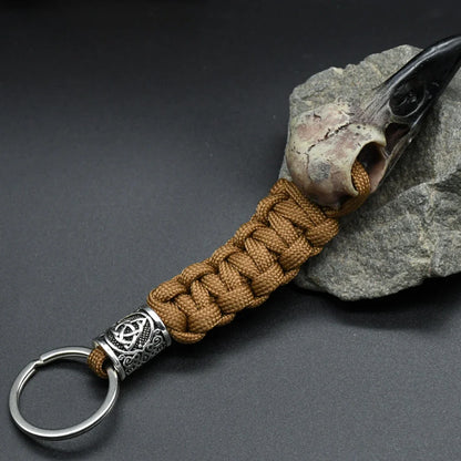 Nordic Raven Skeleton Runes Bead Paracord Keyholder