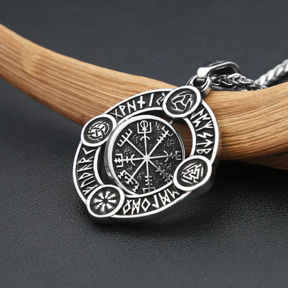 Nordic Vikings Rotate Rune Necklaces Stainless Steel