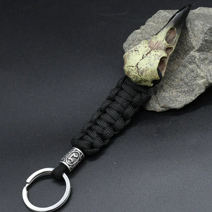 Nordic Raven Skeleton Runes Bead Paracord Keyholder