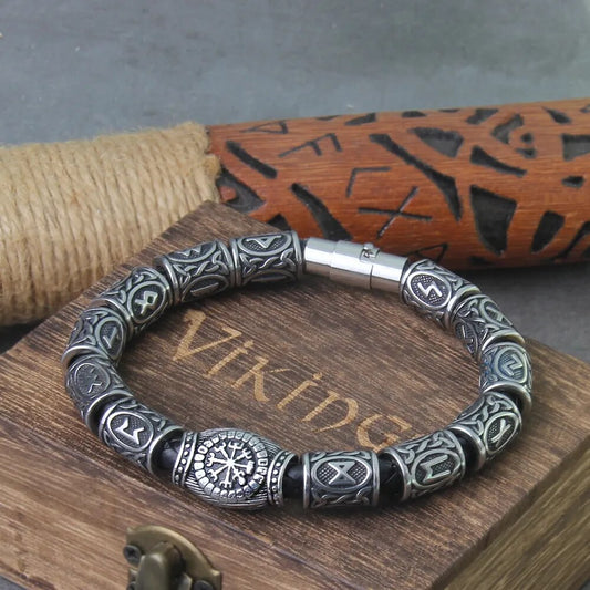 Runes Beads Men Viking Bracelet