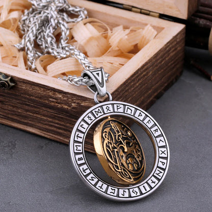 Rotate Vikings Wolf Necklace