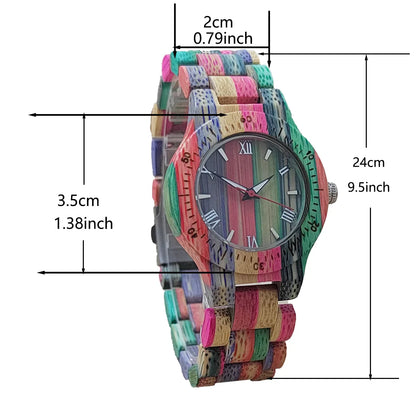 Women Watch Elegant Colorful Bamboo Wooden Viking Watch