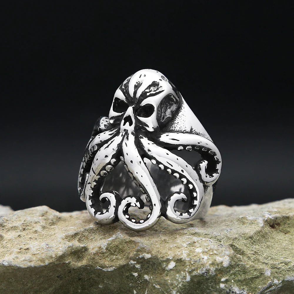 Stainless Steel Mythical Octopus Skull Ring