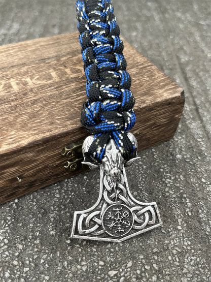 Goat Ram Thor Hammer Mjolnir Viking Paracord Rope Bracelet