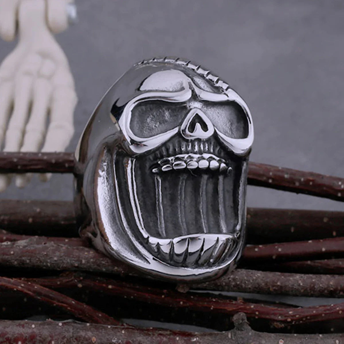 Punk Hip Hop Party Stainless Steel Gothic Skull Viking Ring