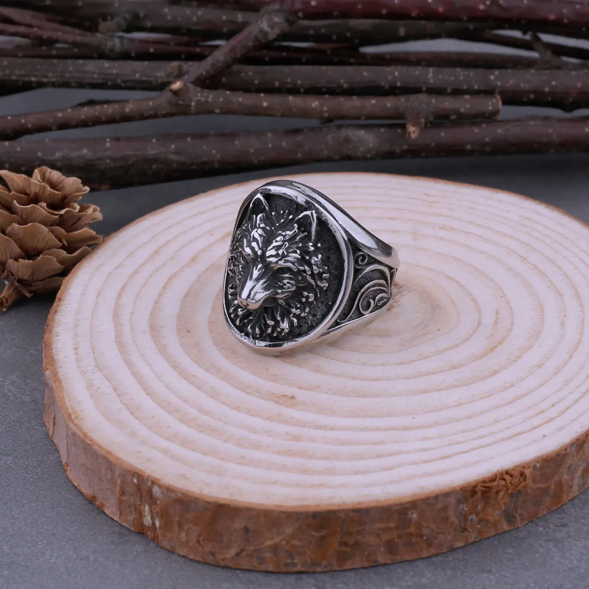 Stainless Steel Viking Wolf Head Ring