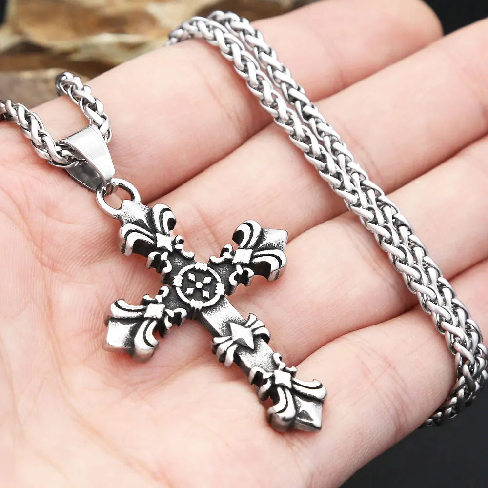 Stainless Steel Cross Pendant Necklaces Cross Flower Necklace