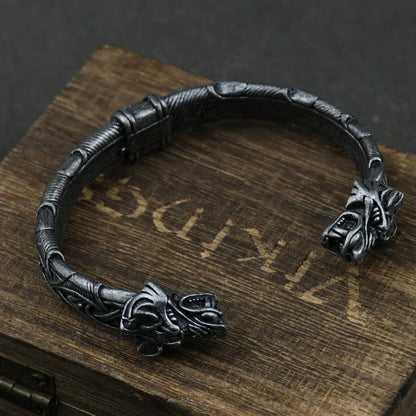 Nordic Viking Norse Wolf head Bracelet