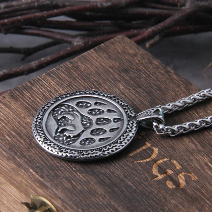 Never Fade Vintage Stainless Steel Norse Bear Paw And Head Animal Pendant Viking Necklace