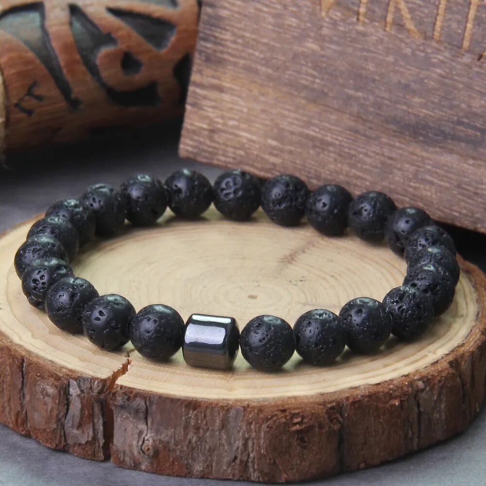 Runes Beads Men Viking Bracelet