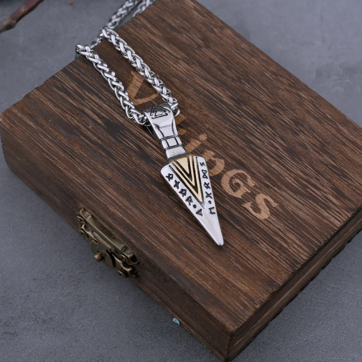 Viking Odin Rune Spear Necklace Stainless Steel Nordic