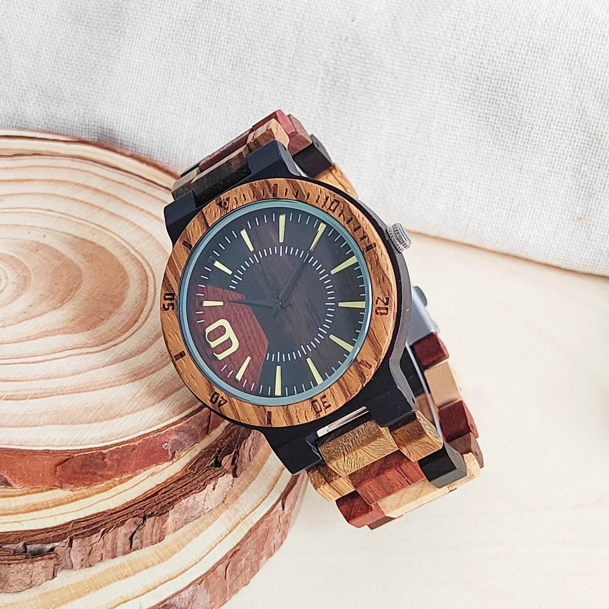 Colored Wooden Fashion Luxury Clock Quartz Wood Wrist Viking Watch