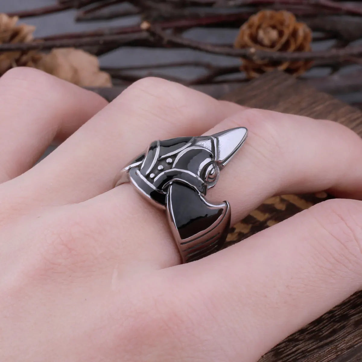 Stainless Steel Nordic Raven Viking Ring