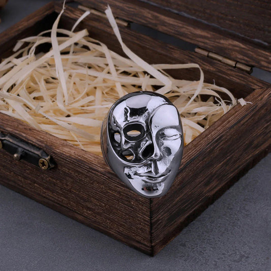 Gothic Half Skull Face Half Face Mask Viking Ring