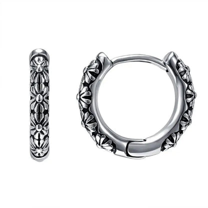 Engraved Beast Hoop Viking Earrings