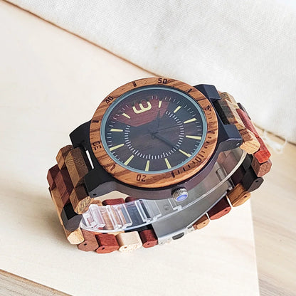 Colored Wooden Fashion Luxury Clock Quartz Wood Wrist Viking Watch