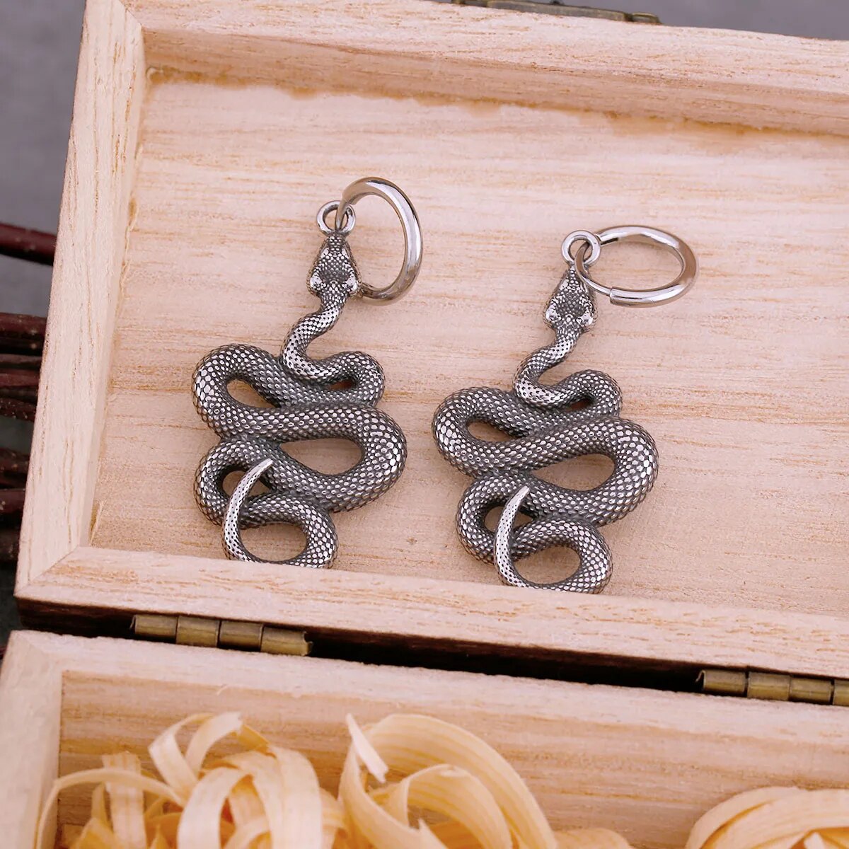 Coiled Snake Drop Viking Earrings