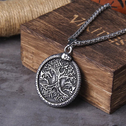 Ouroboros Life Tree Viking Necklace