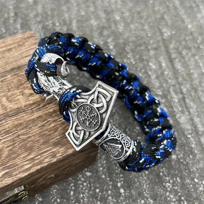 Goat Ram Thor Hammer Mjolnir Viking Paracord Rope Bracelet