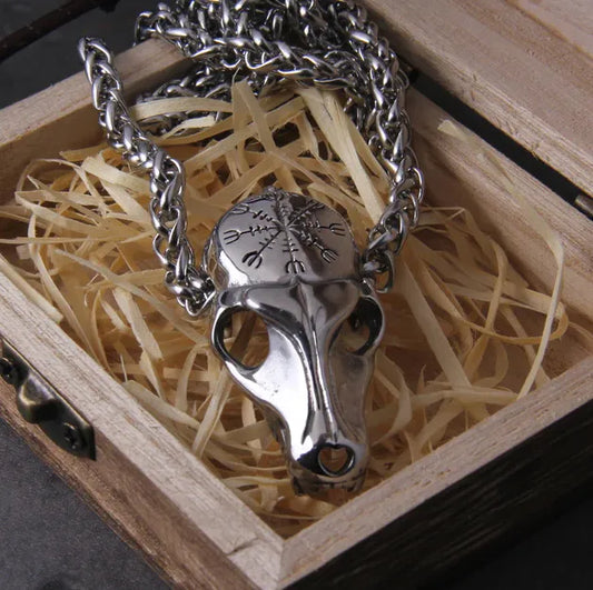 Mini Wolf Skull Viking Necklace