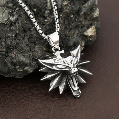 Stainless Steel Wolf Head Pendant Slavic Vikings Necklaces