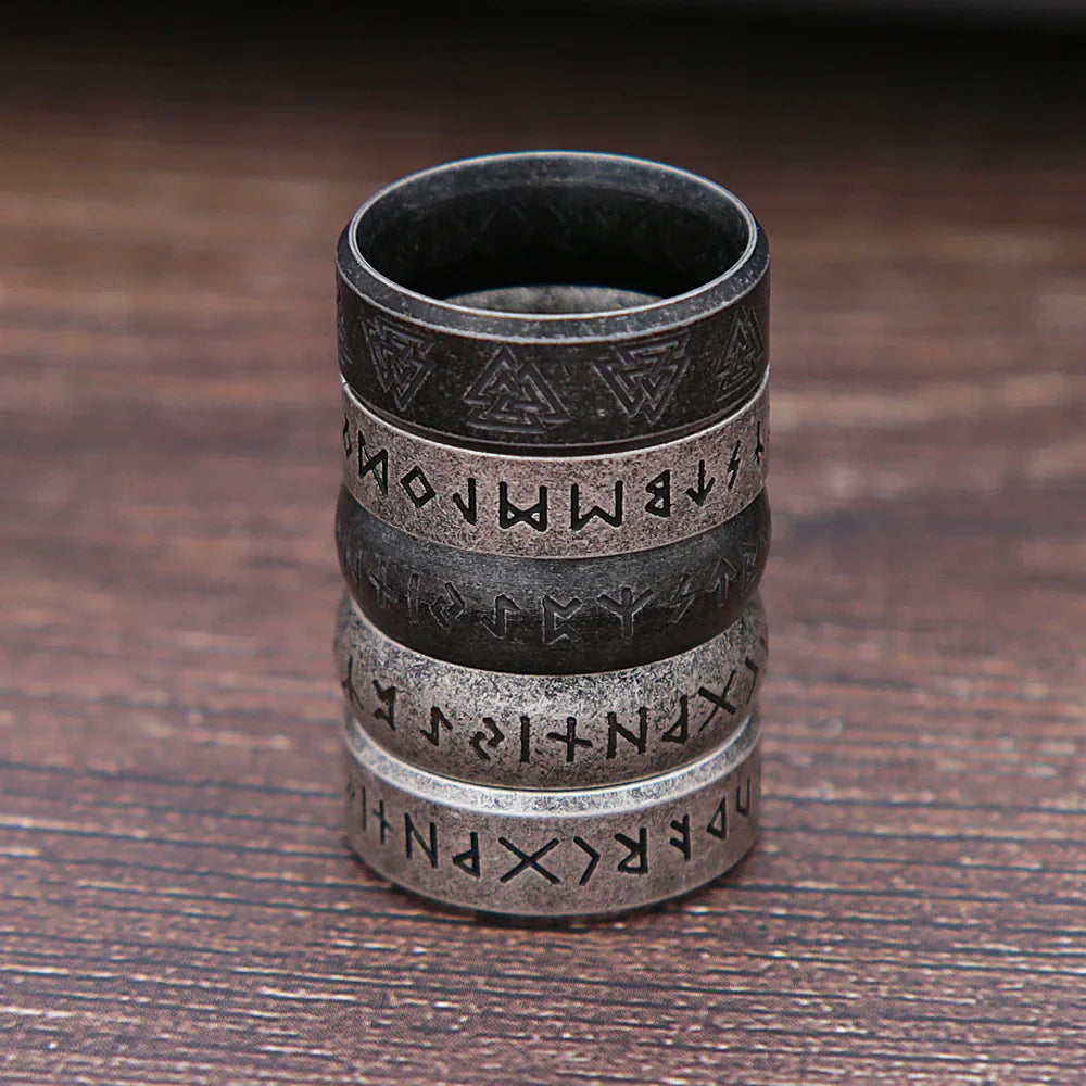 Viking Rune Ring Stainless Steel Odin Letter Rings