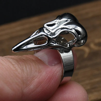 Viking Odin Raven Skull Ring