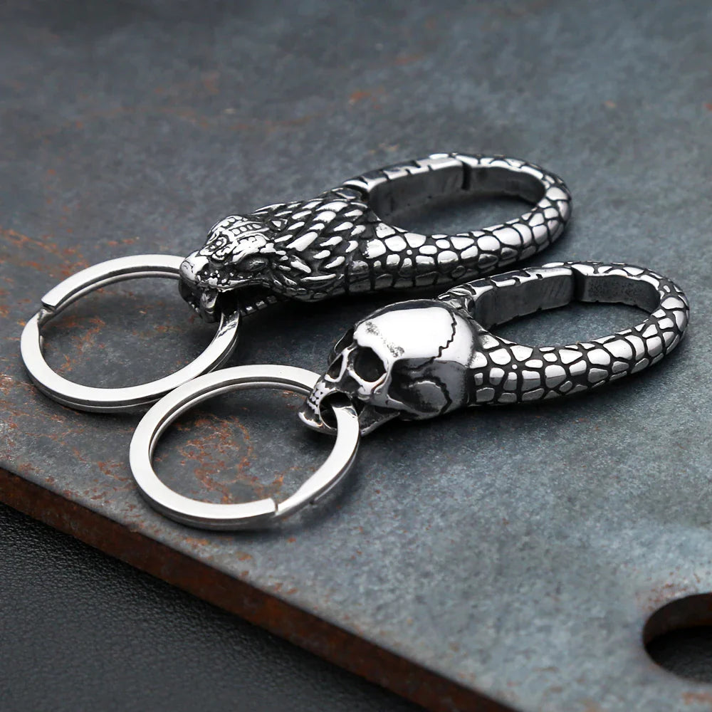 Vikings Dragon Head Key Chain Stainless Steel Nordic