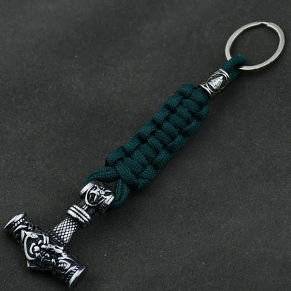 Vikings Keychain Stainless Steel Anchor Pendant Thors Hammer Paracord Norse