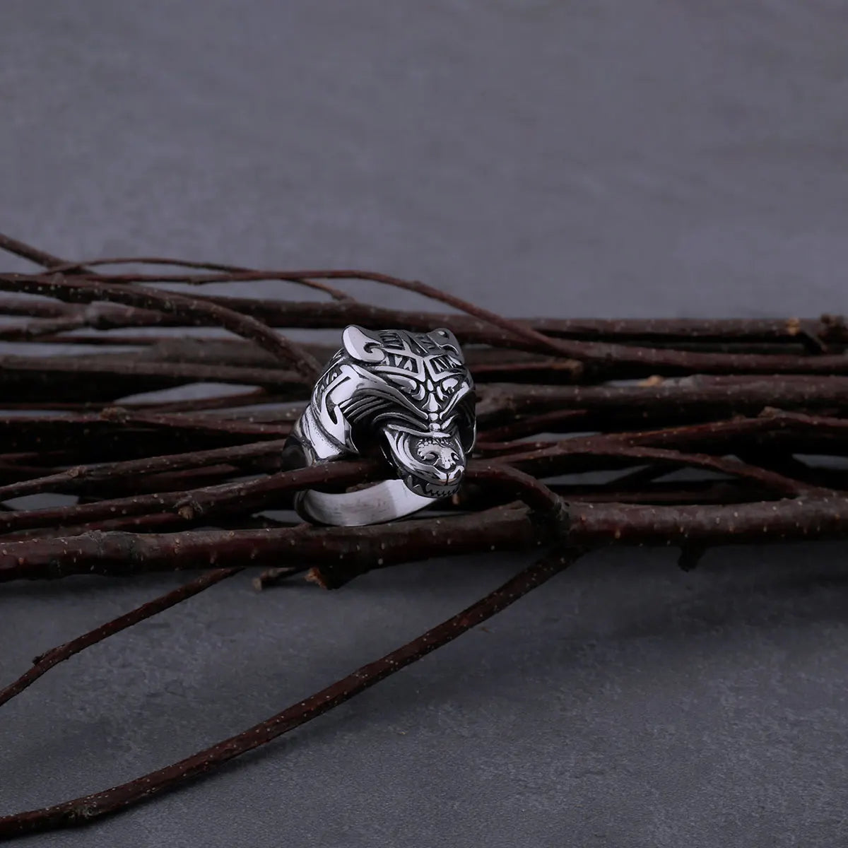 Viking Wolf Head Men Fashion Charm Vintage Punk Hip Hop Biker Viking Ring