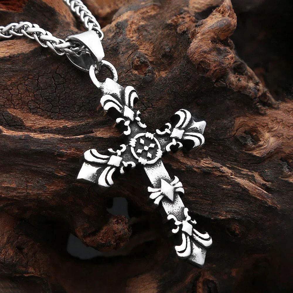 Stainless Steel Cross Pendant Necklaces Cross Flower Necklace