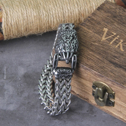 Viking Wolf Bracelet Stainless Steel Mesh Chain