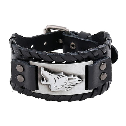 Viking Wide Leather Compass Bracelet