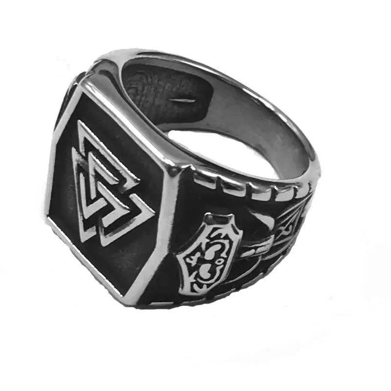 Nordic viking rune valknut thor hammer Mjolnir Ring stainless steel ring