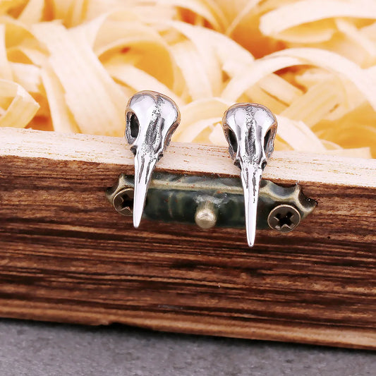 Nordic Raven Head Stud Viking Earrings