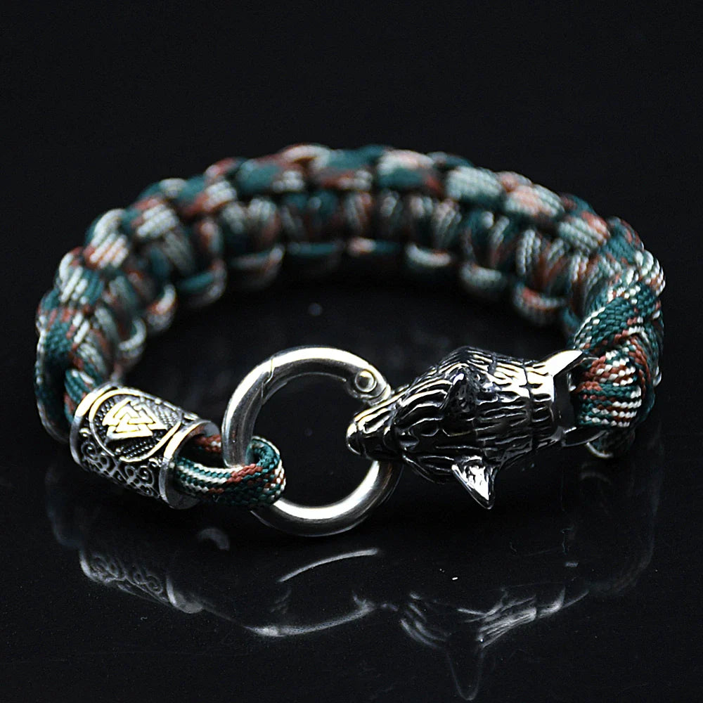 Stainless Steel Celtic Wolf Bracelets Norse Vikings Runes Paracord