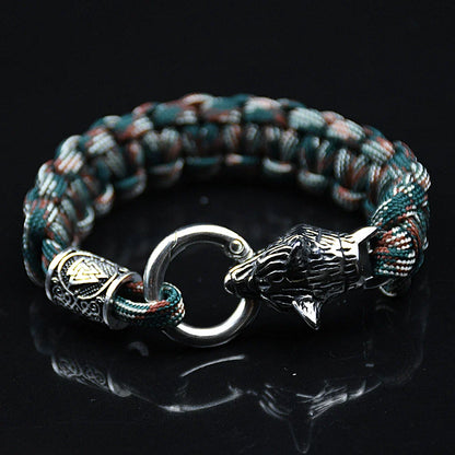 Stainless Steel Celtic Wolf Bracelets Norse Vikings Runes Paracord