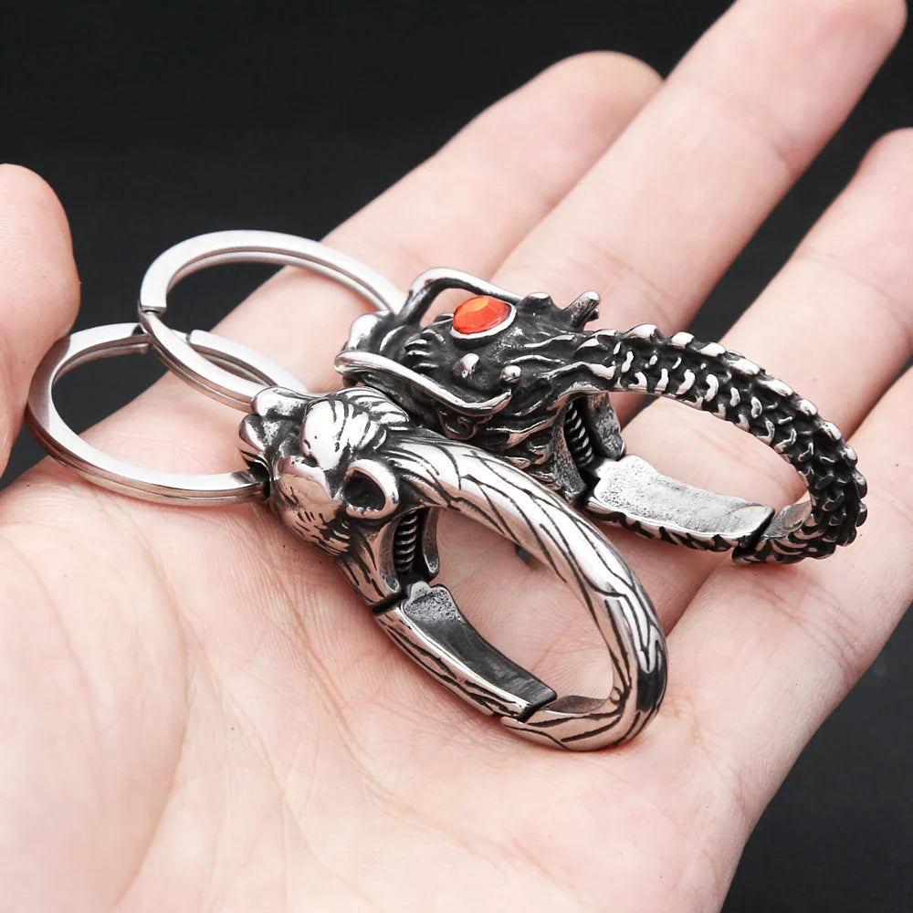 Vikings Dragon Head Key Chain Stainless Steel Nordic