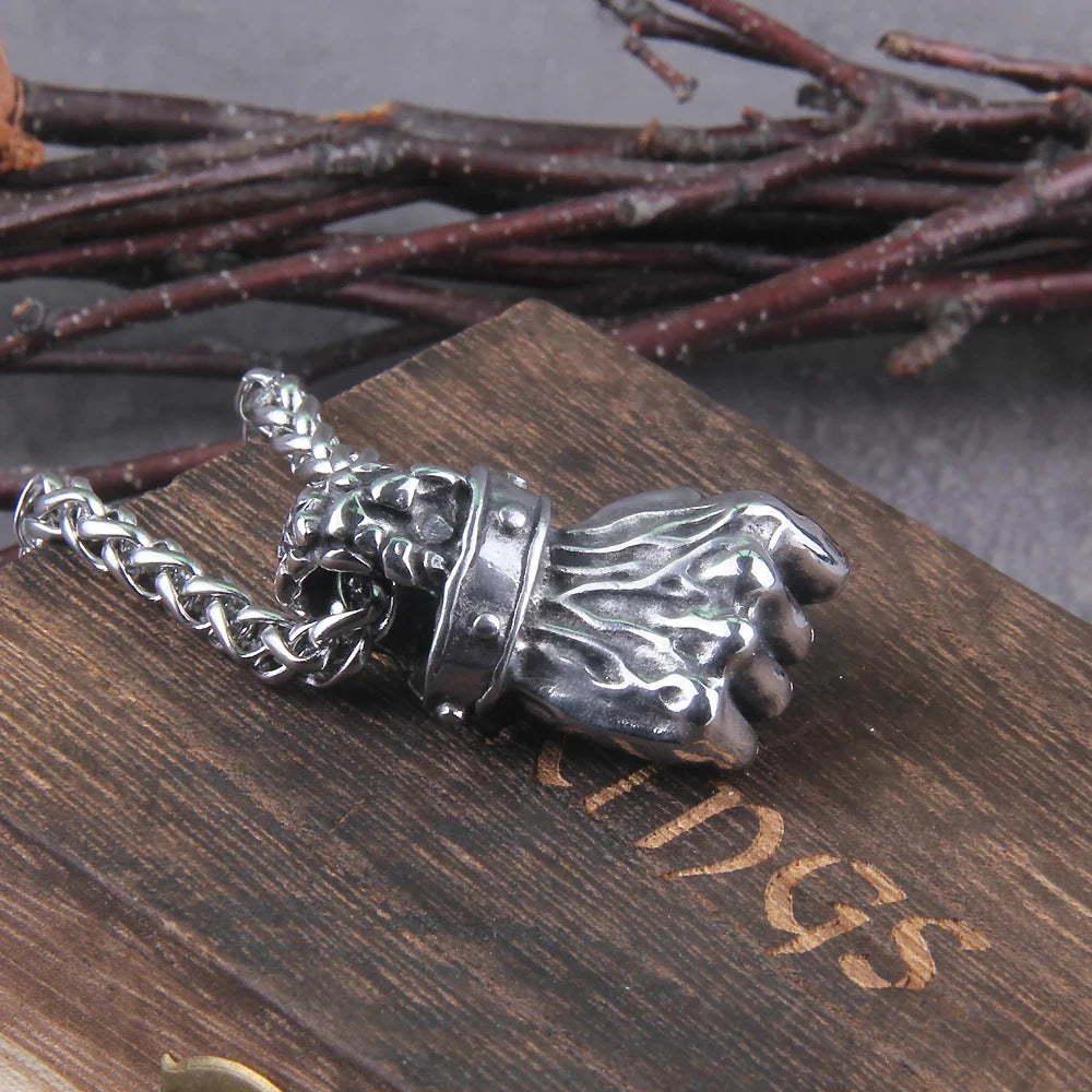 Gothic Pendants Fist Viking Necklace